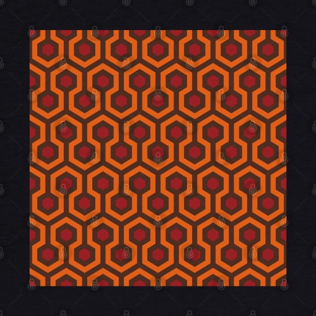 Geometric Pattern: Looped Hexagons: Orange/Red/Brown by Red Wolf